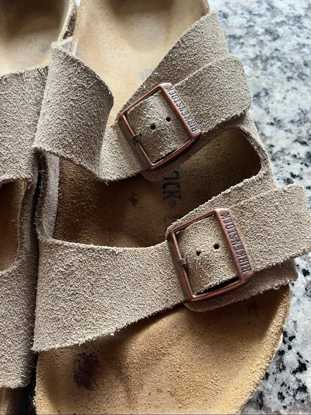 Birkenstock Men’s Suede Two-Strap Sandals in Light Brown